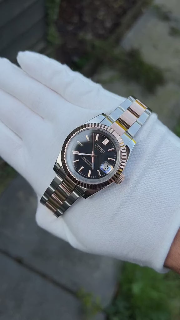 Montre automatique homme – Seiko Mod DateJust Black Gold