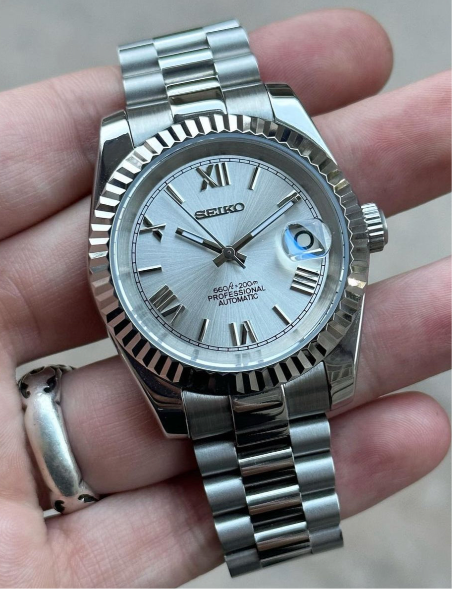 "Arctic White" Roman Dial SeikoMod Datejust