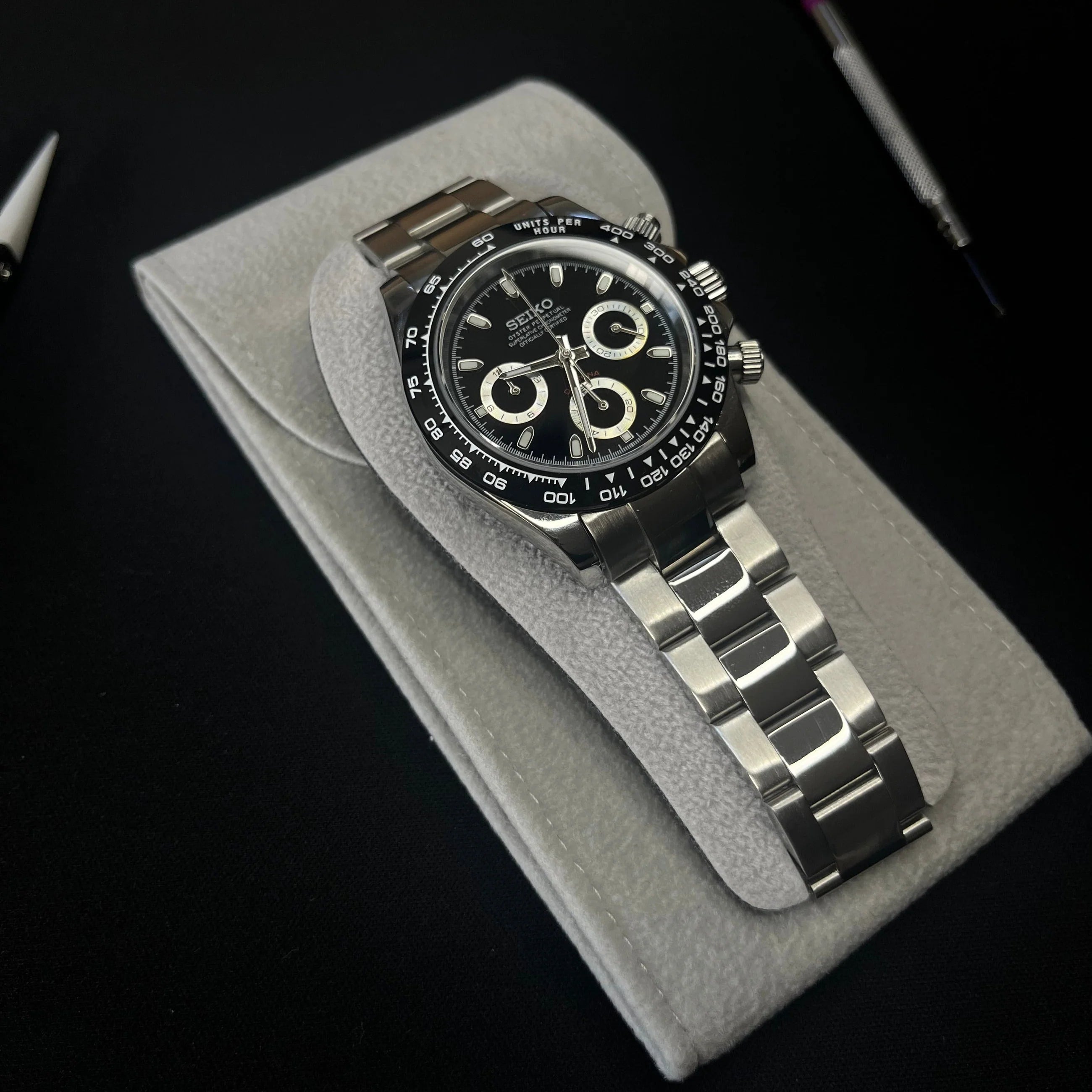 SeikoMod Daytona “Midnight Silver”