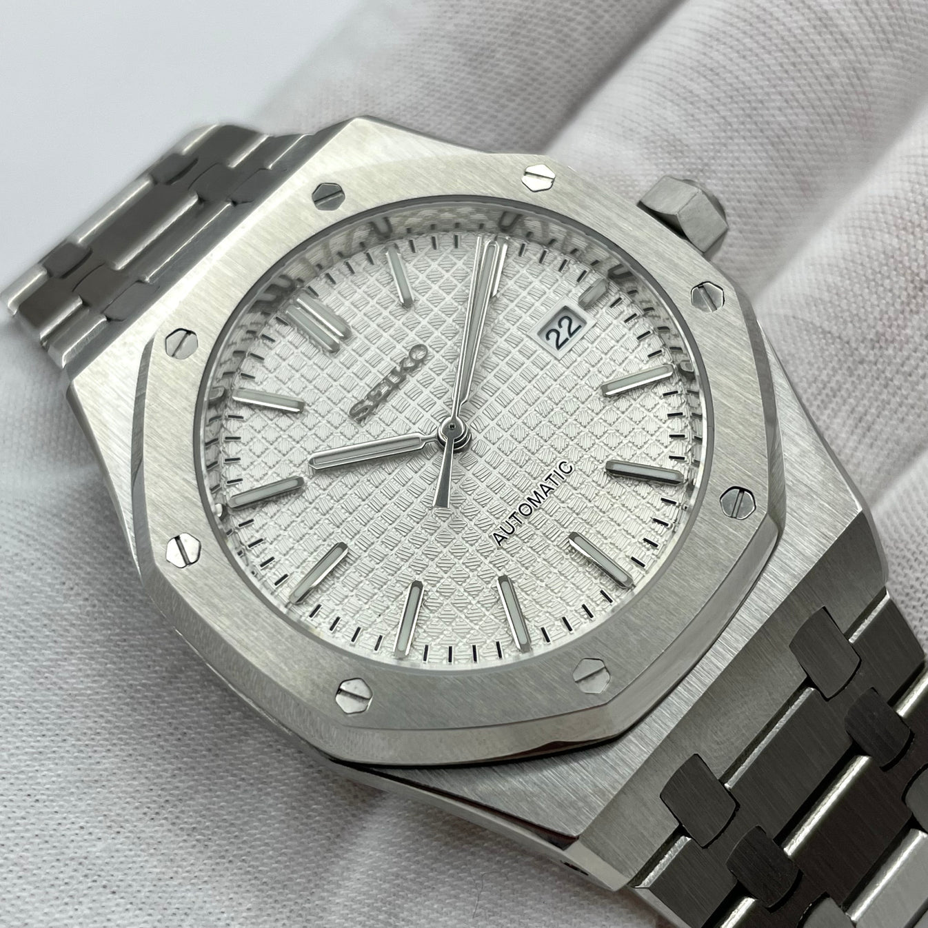 SeikoMod Royal Oak Gauffré - Silver Ice