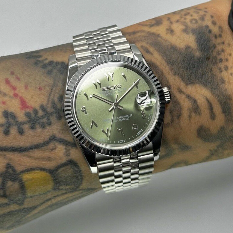 Seiko Mod - Datejust Olive Arabic Dial