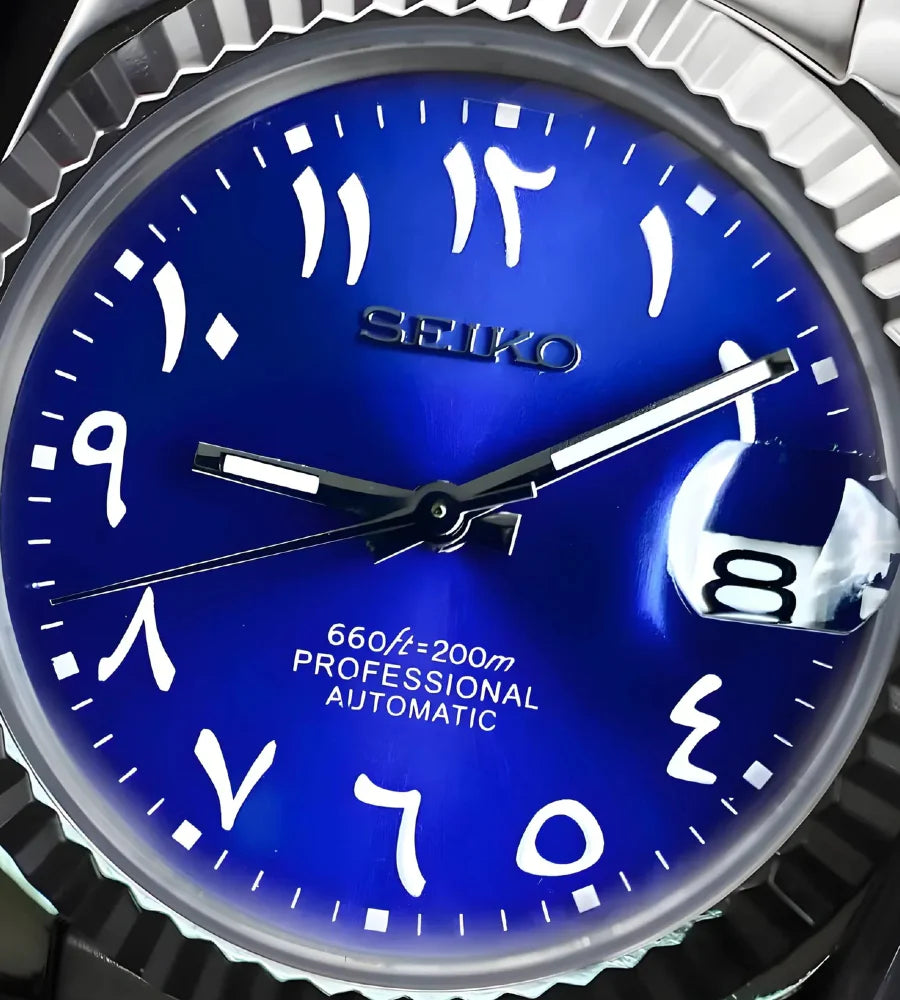 SeikoMod Arabic Blue silver Dial