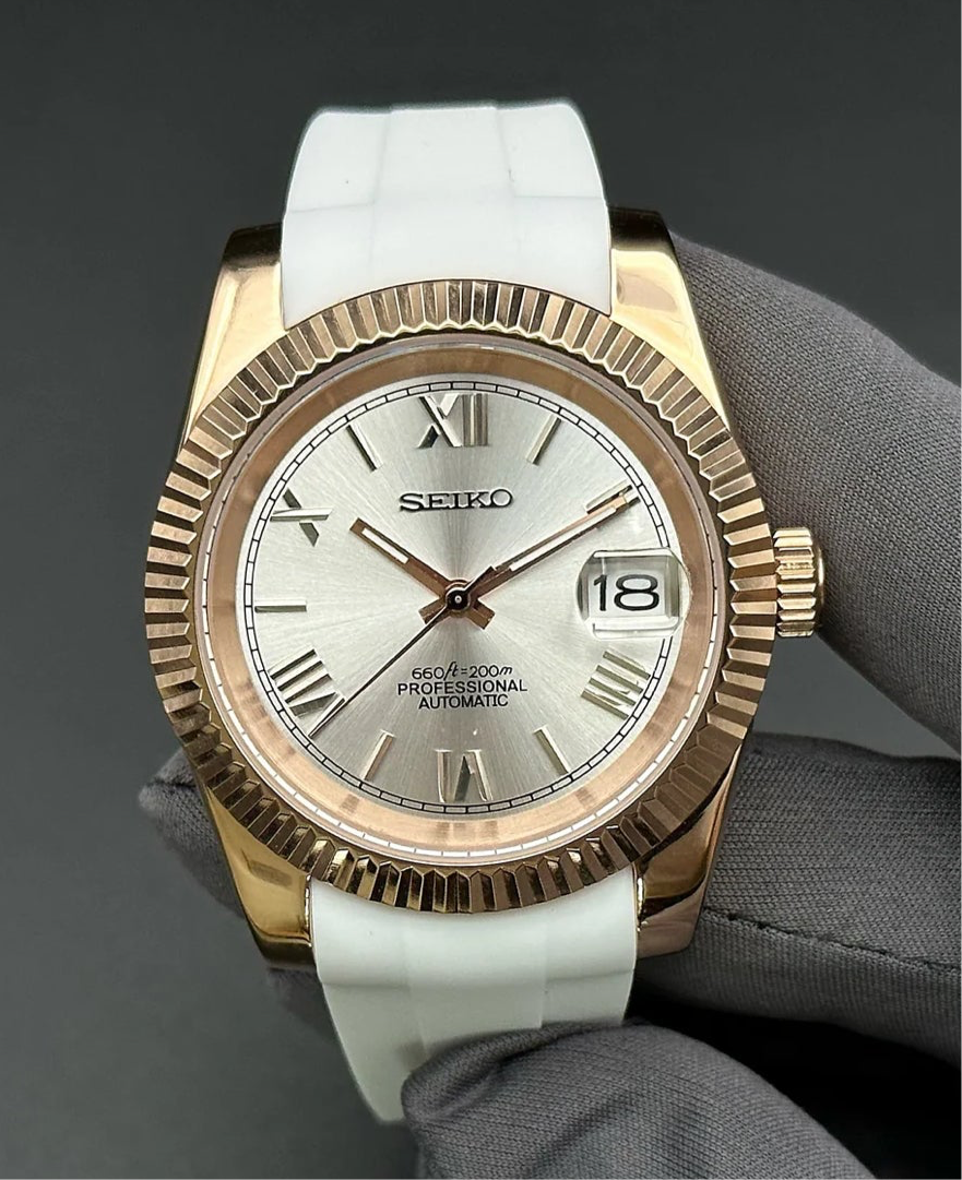 SeikoMod Rose Gold Champagne Roman Dial