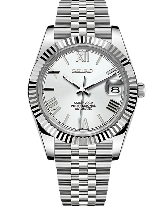 Datejust "Blanco Ártico" con números romanos - SeikoMod