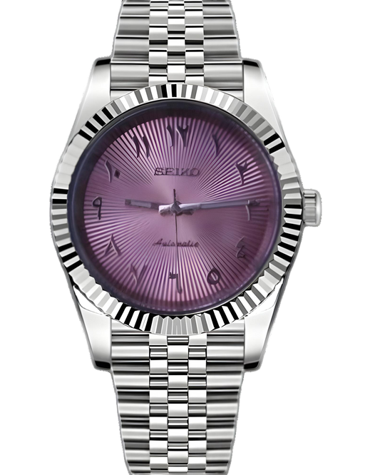 DateJust - Reloj árabe rosa con efecto sol - SeikoMod