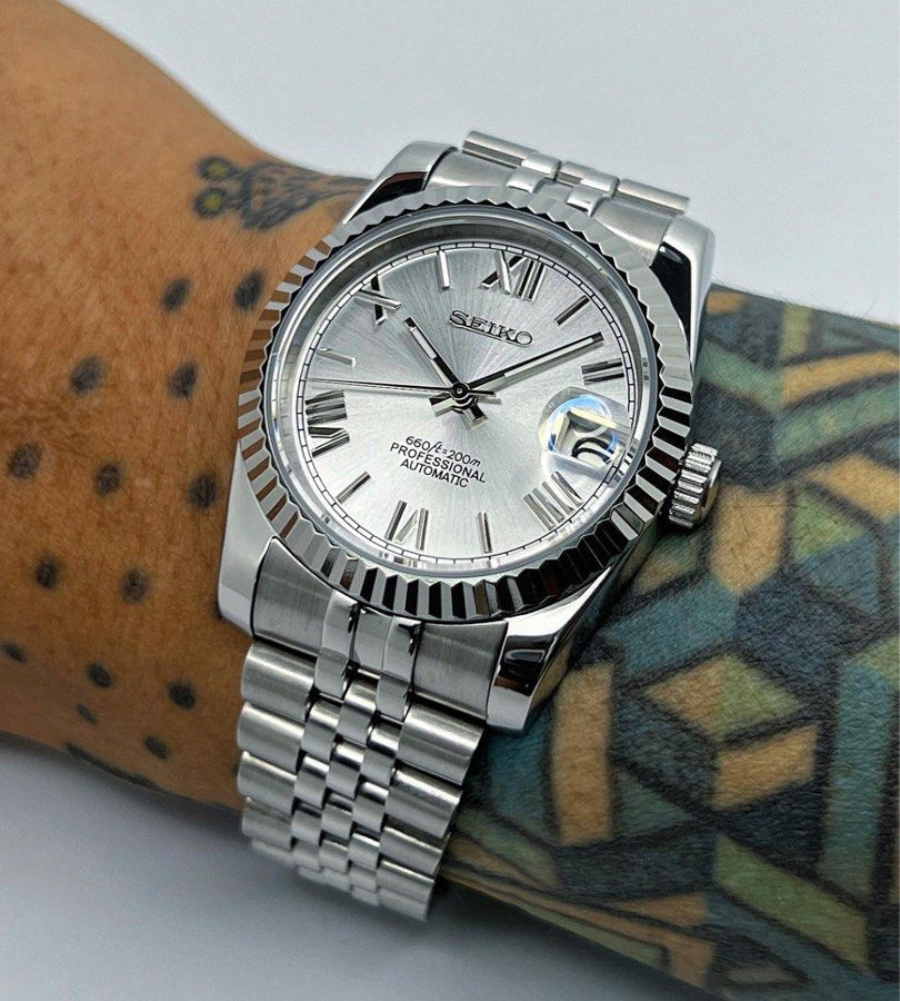 "Arctic White" Roman Dial SeikoMod Datejust