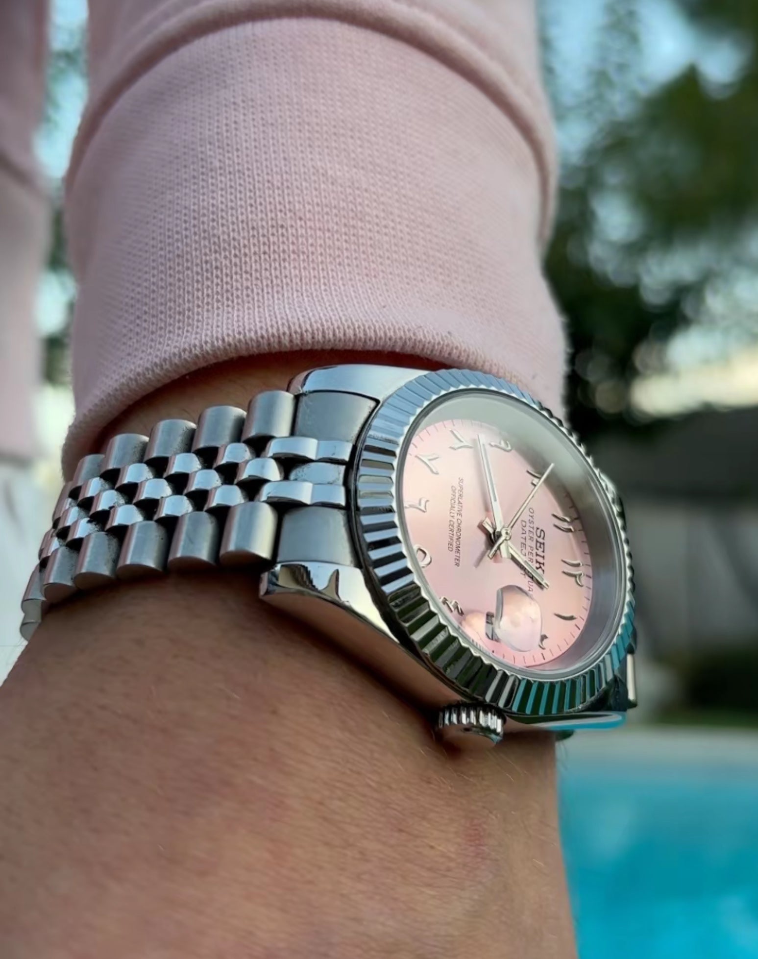 Arabic Dial DateJust Pink Rose