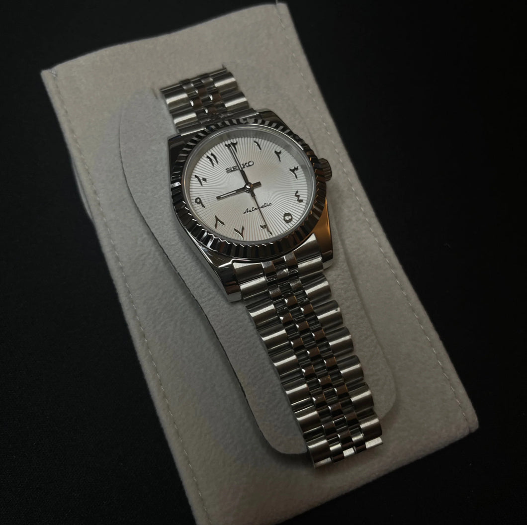 SeikoMod Datejust Arabic Dial White SunBurst