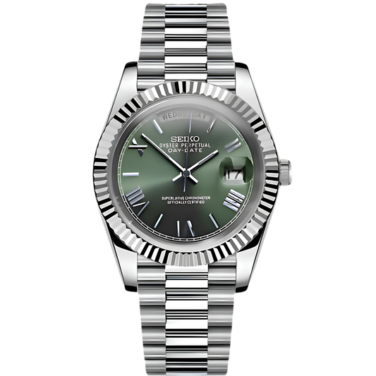 Reloj President con fecha y día, esfera romana color oliva - SeikoMod