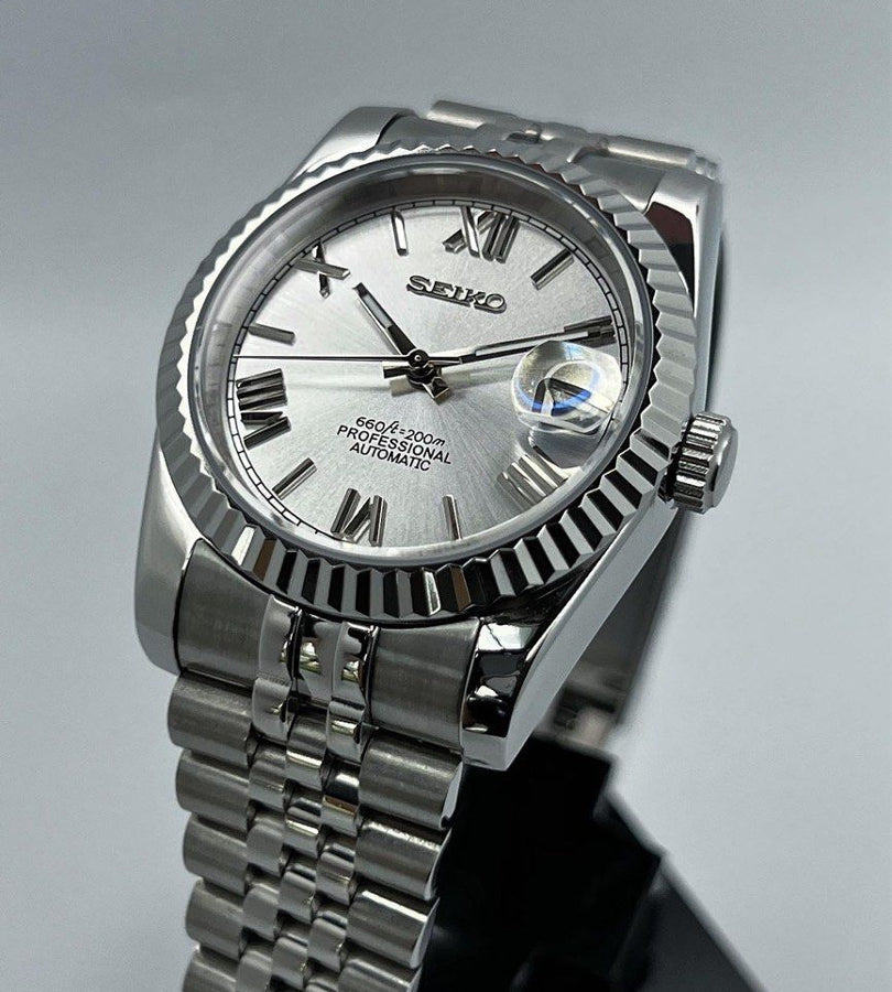 "Arctic White" Roman Dial SeikoMod Datejust