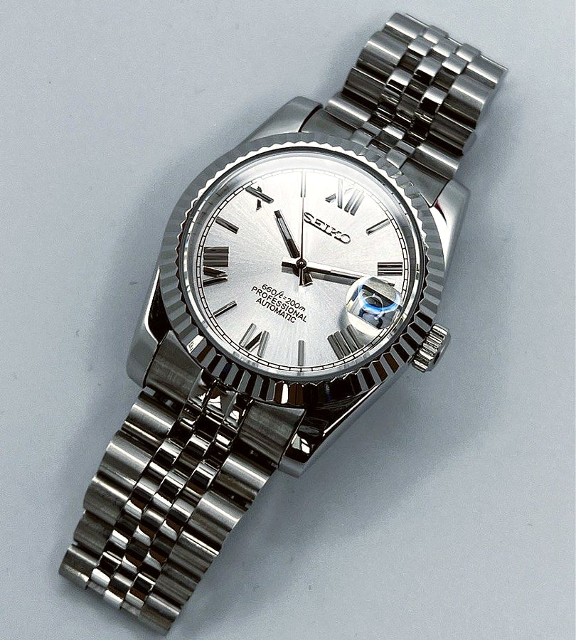 "Arctic White" Roman Dial SeikoMod Datejust