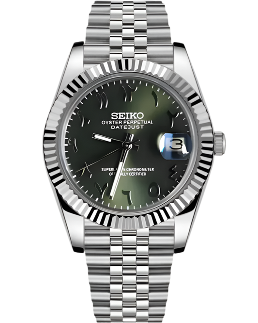 Datejust con esfera árabe color oliva - Seiko Mod