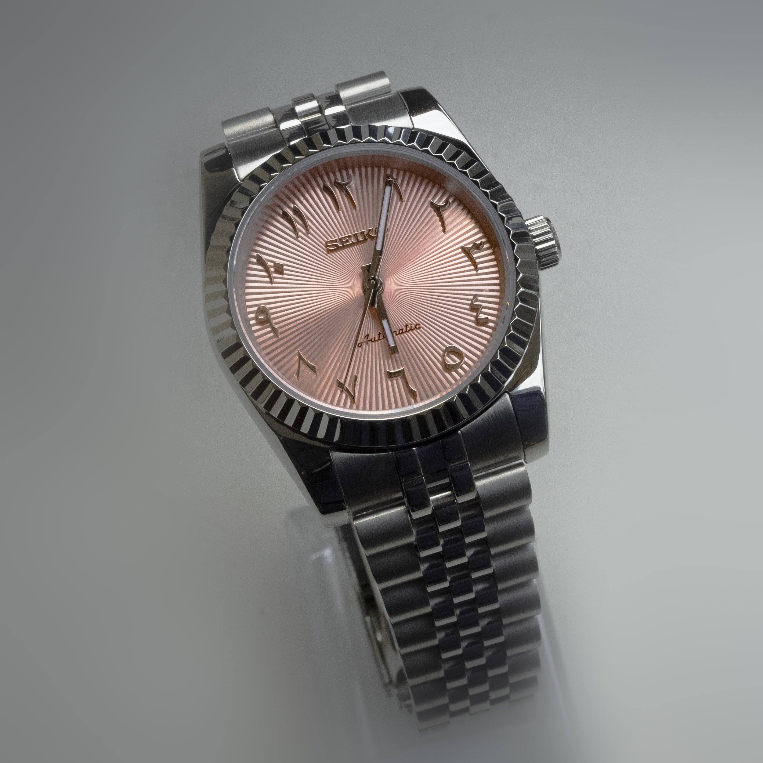 SeikoMod Arabic Dial Pink Sunburst