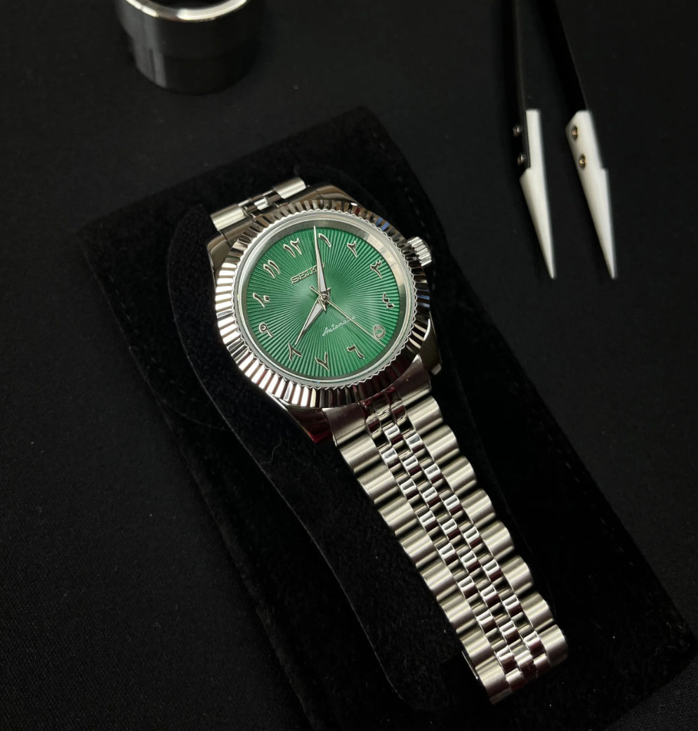 SeikoMod Arabic Dial Green Sunburst