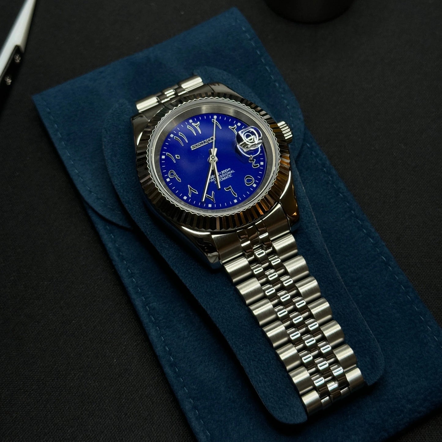DateJust Árabe Azul Plata - SeikoMod 