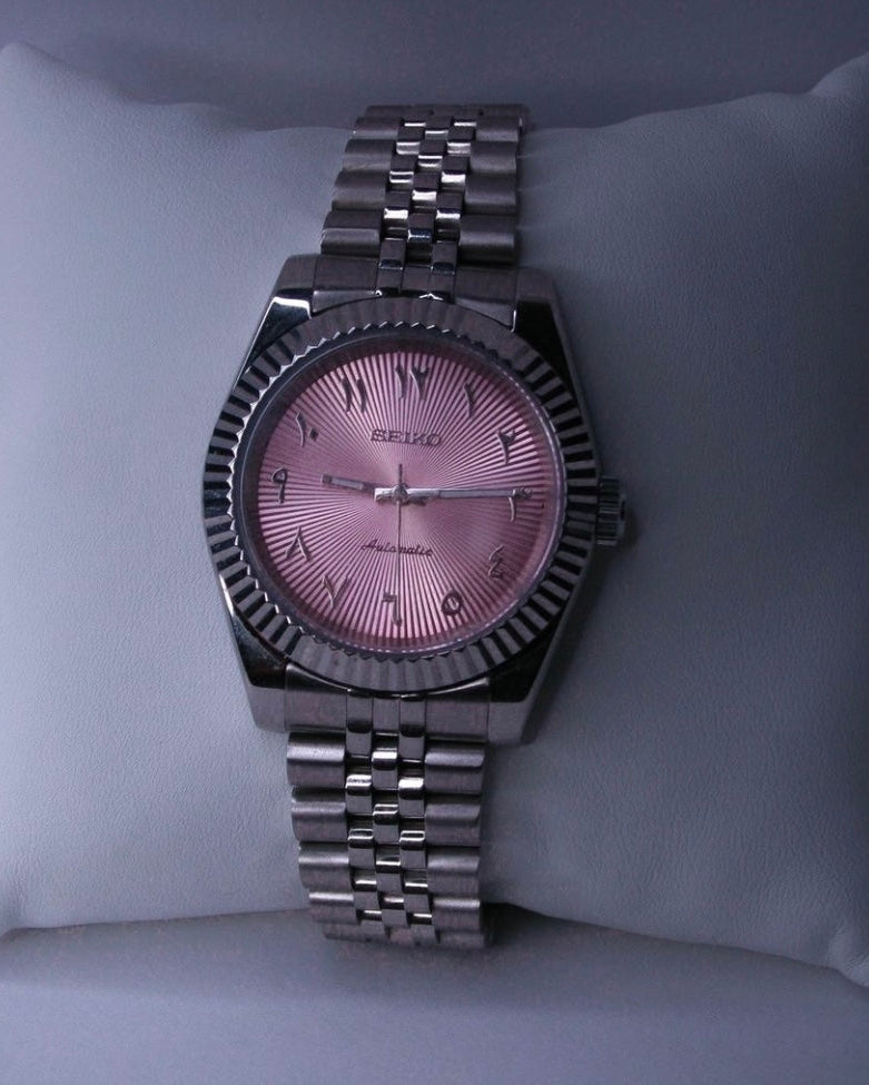 DateJust - Reloj árabe rosa con efecto sol - SeikoMod