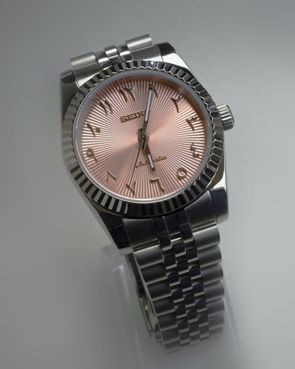 DateJust - Reloj árabe rosa con efecto sol - SeikoMod