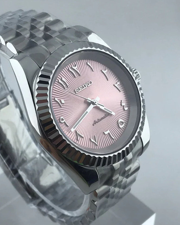 DateJust - Reloj árabe rosa con efecto sol - SeikoMod