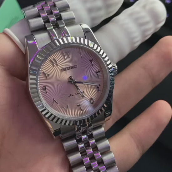 Seiko Mod DateJust Femme – Cadran Rose Effet Sunburst